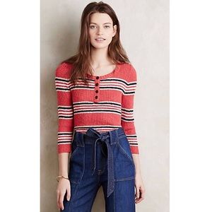 Sanctuary for Anthropologie Striped Henley Shirt